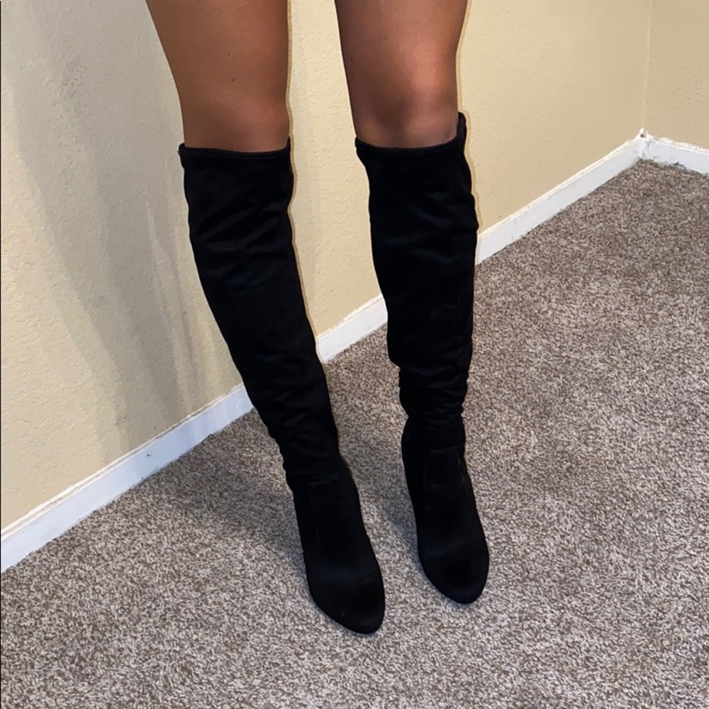 Black over the knee tall boots